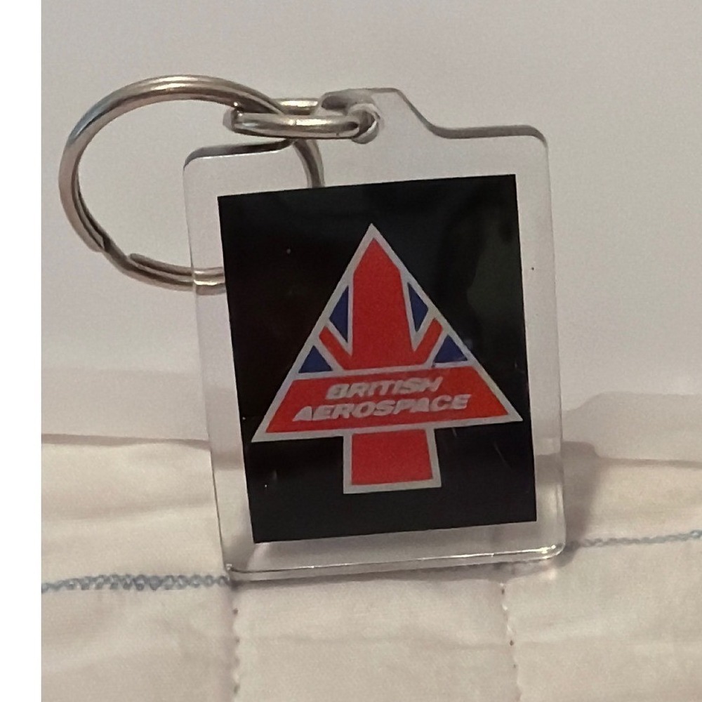 Vintage British Aerospace Keychain Acrylic Astronaut Logo Aviation Collectible